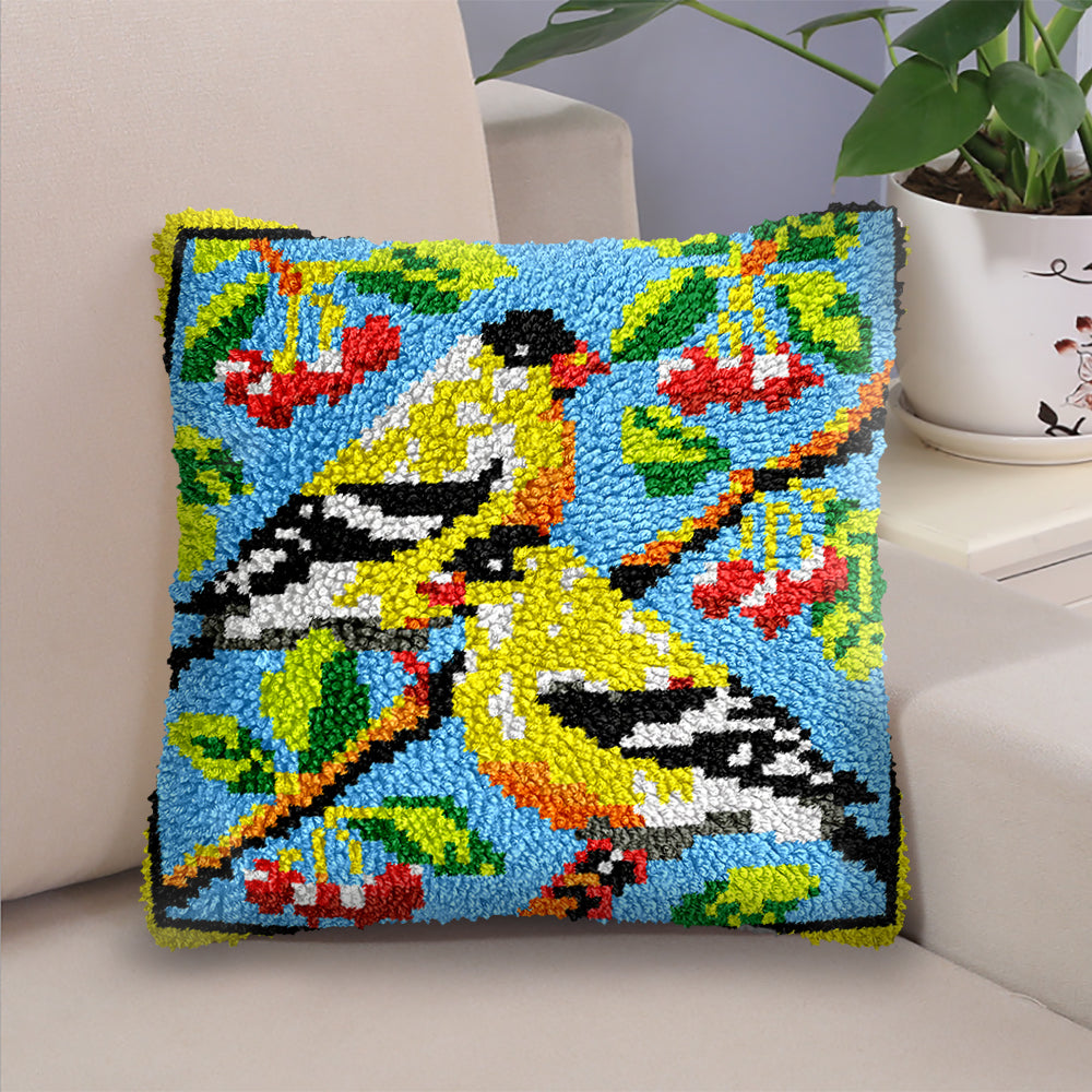 American Goldfinch Pillowcase Latch Hook Kit for Adult, Beginner and Kid
