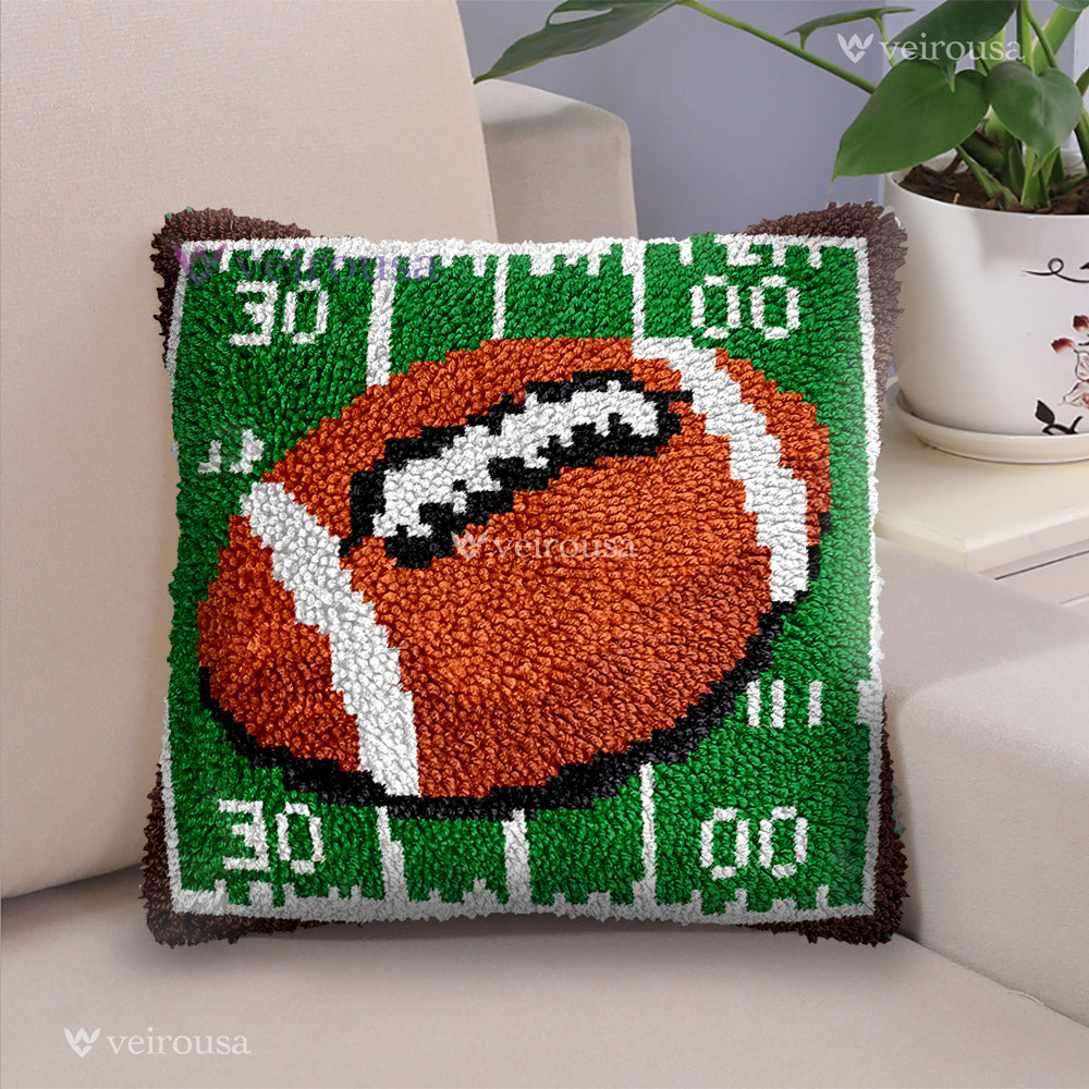 American Football Pillowcase Latch Hook Kits for Adult, Beginner and Kid