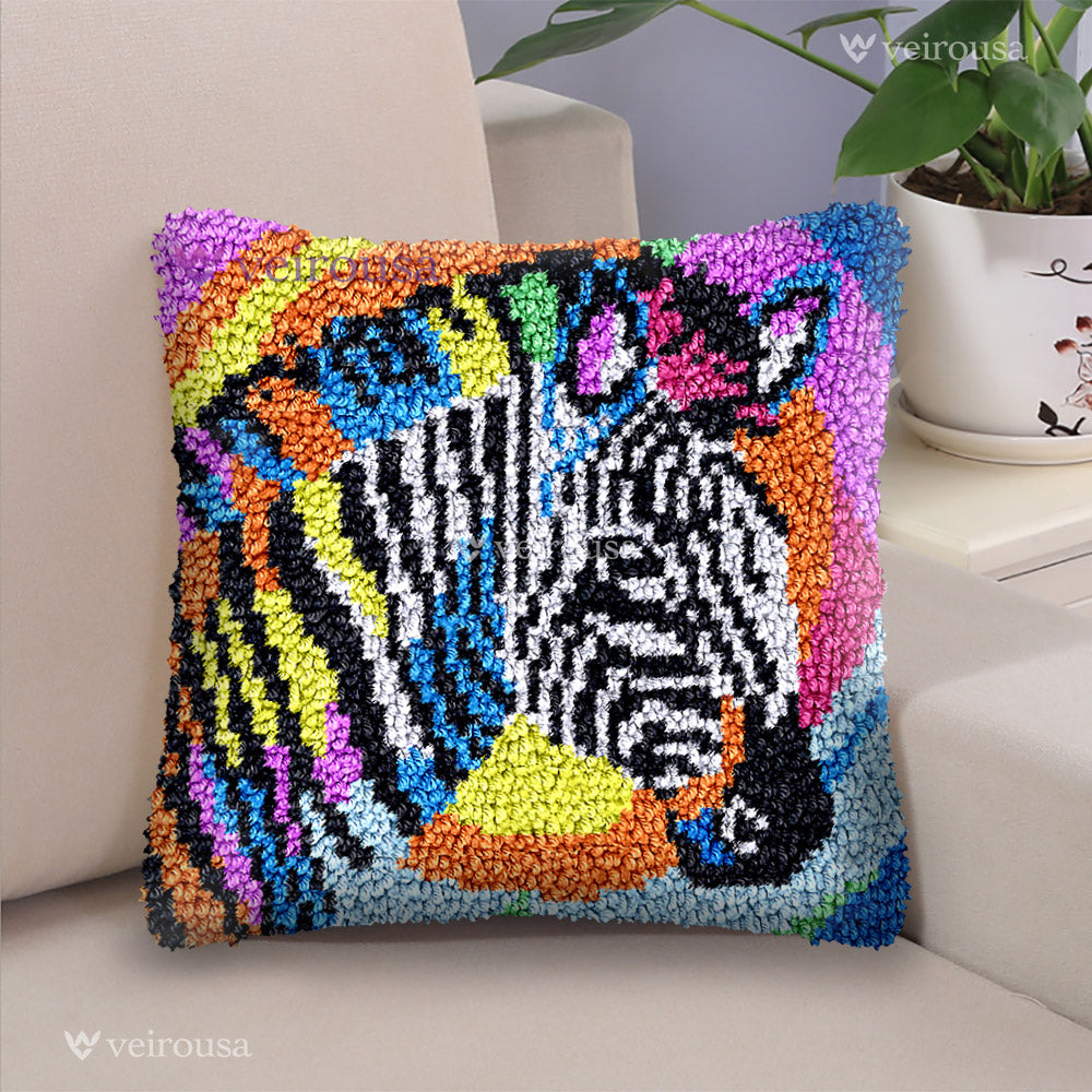 Rainbow Zebra - Latch Hook Kit
