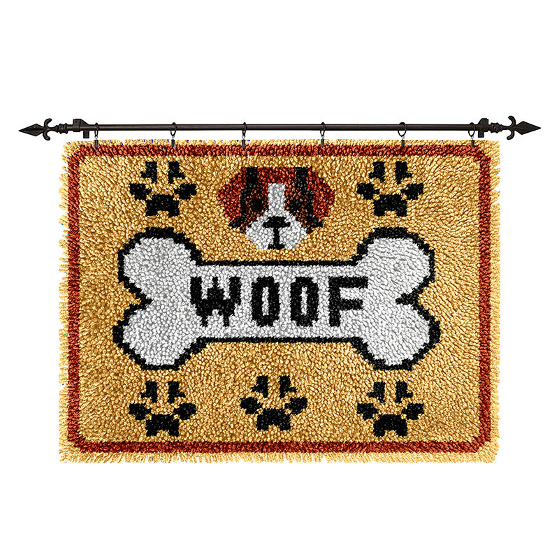 Woof with Dog Bone - Latch Hook Rug Kit
