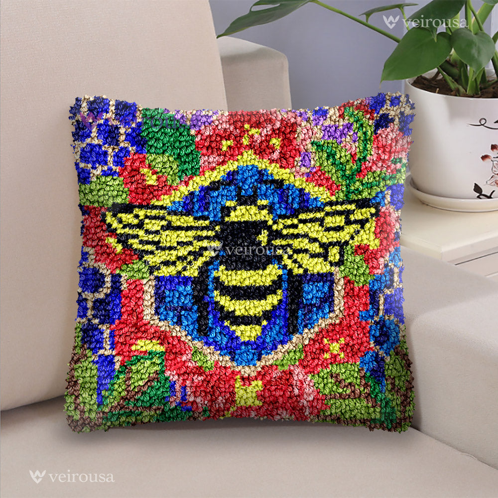 Queen Bee Latch Hook Pillow Kit for Adult, Beginner and Kid