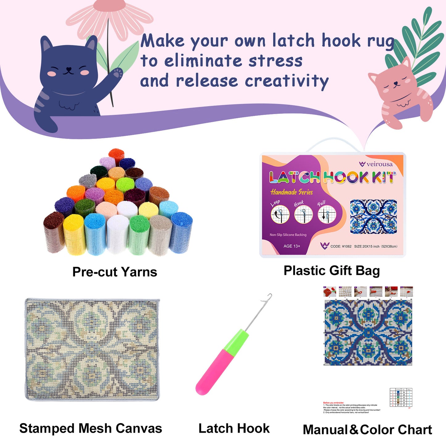 Frog Rug Latch Hook Kits for Beginners