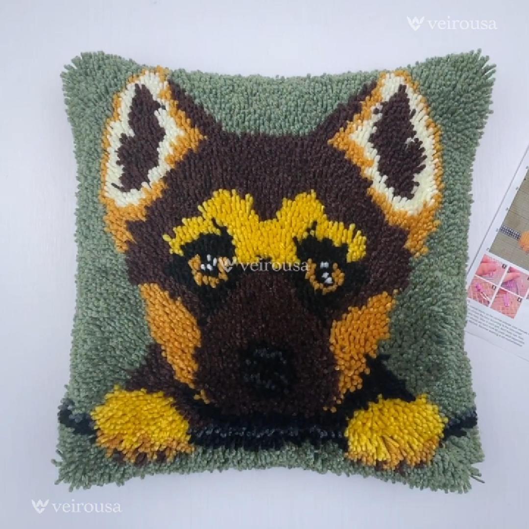 German Shepherd Puppy - Latch Hook Pillow Kit