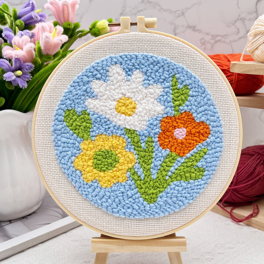Retro Floral Punch Needle Kit for Beginners