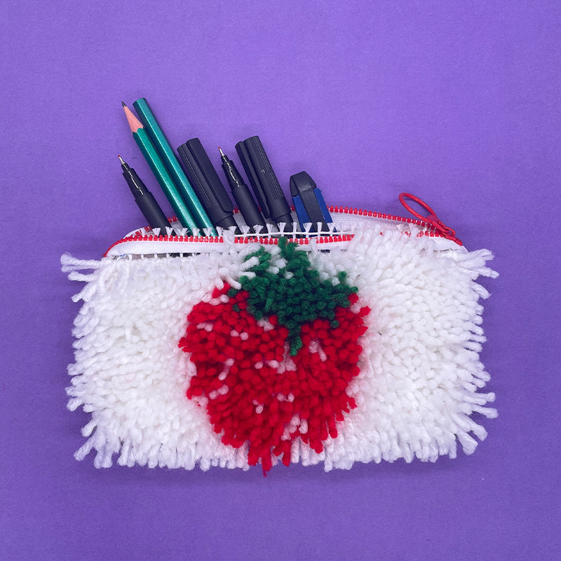Strawberry, Banana and Heart - Pencil Case Latch Hook Kits