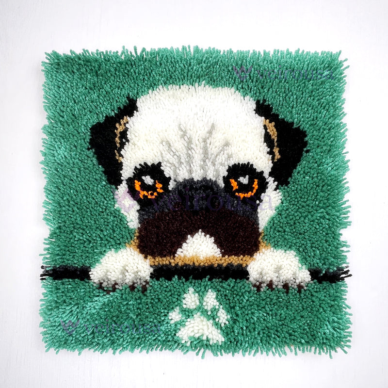 Pug Puppy - Latch Hook Pillow Kit