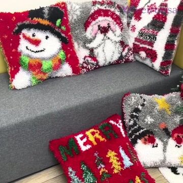 Star Picking Gnomes Latch Hook Pillow Kit for Adult, Beginner and Kid