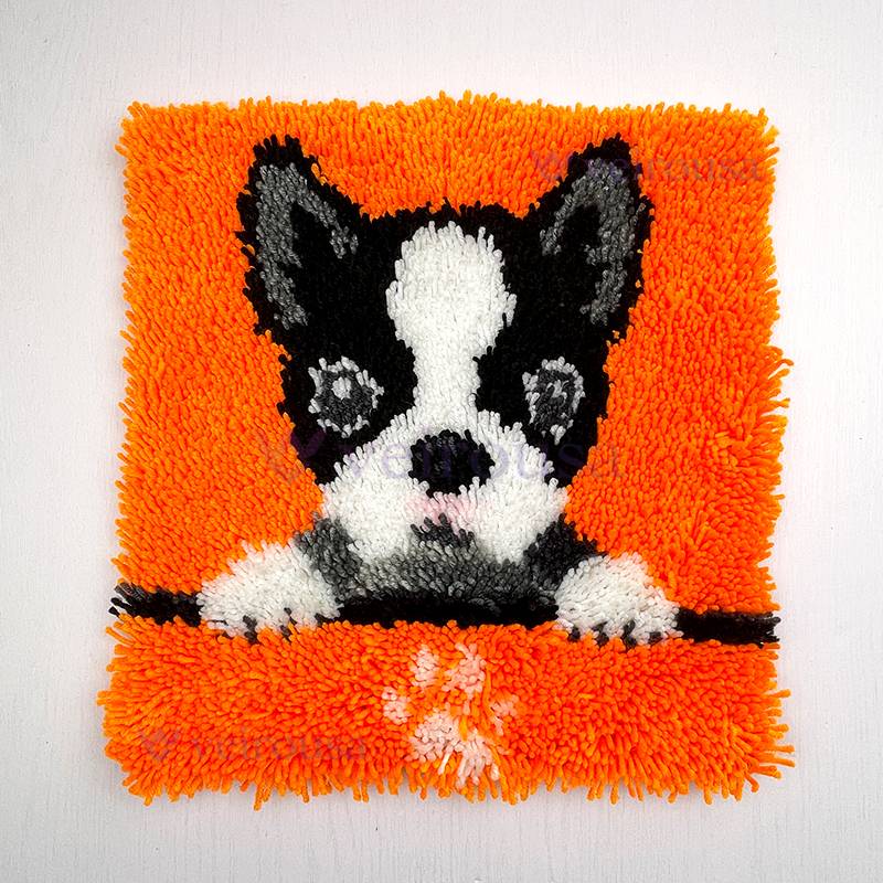 French Bulldog Puppy - Latch Hook Pillow Kit