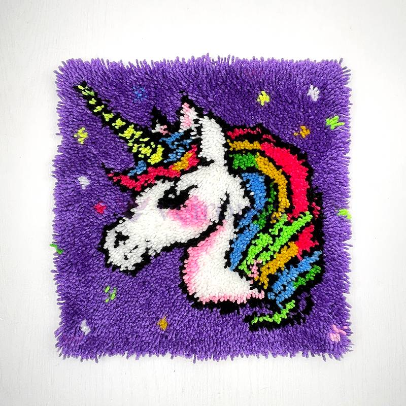 Unicorn Princess Latch Hook Pillow Kit for Adult, Beginner and Kid