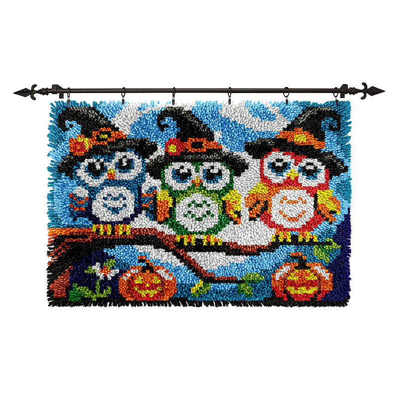 Halloween Owl Witches - Latch Hook Rug Kits
