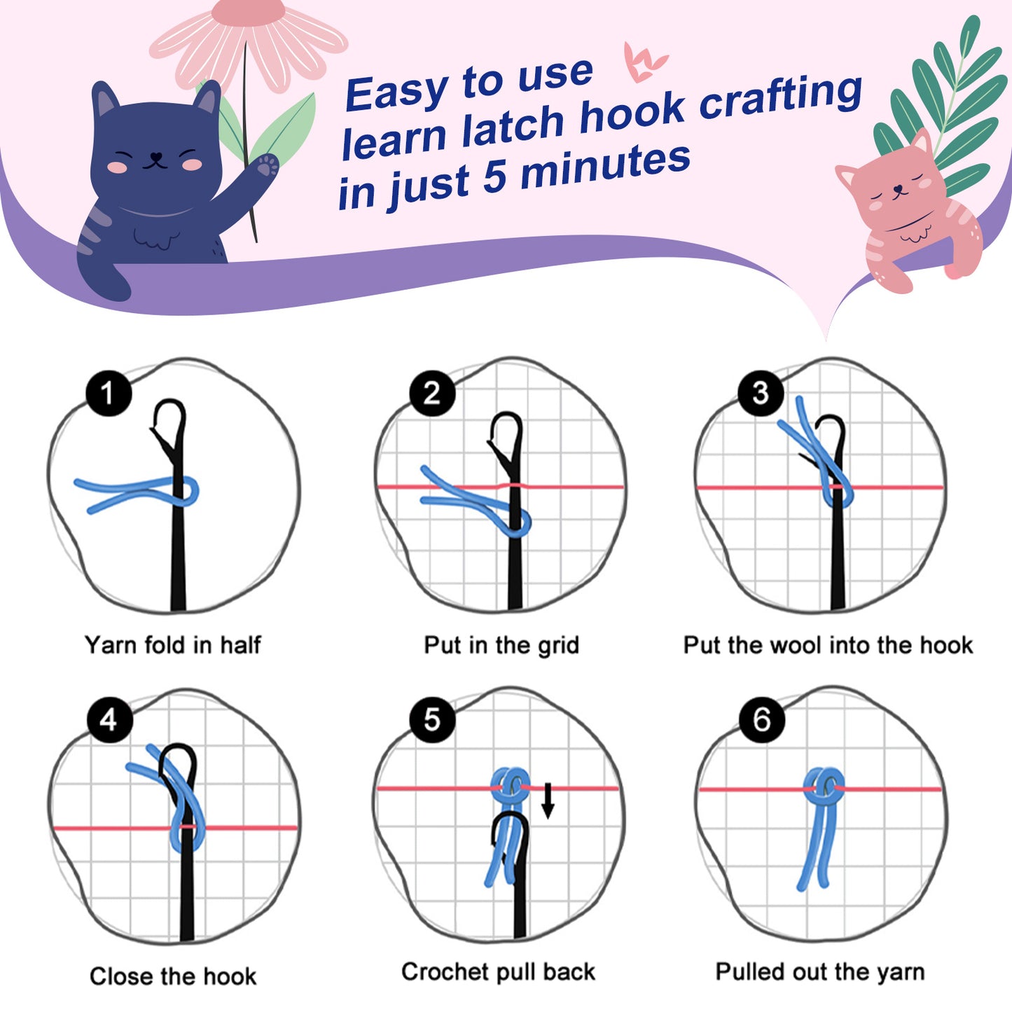 Ladybug Pillowcase Latch Hook Kits for Adult, Beginner and Kid