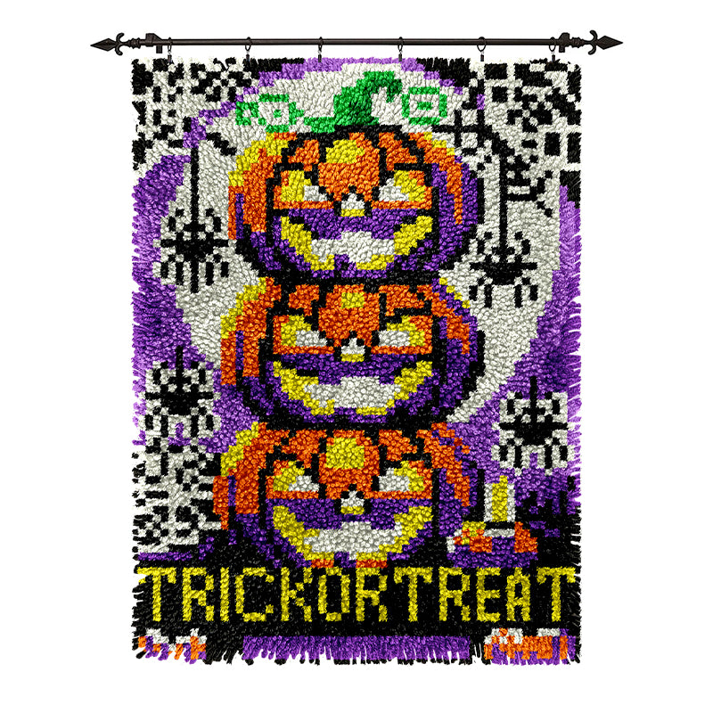 Halloween Trick Or Treat Pumpkin - Latch Hook Rug Kits