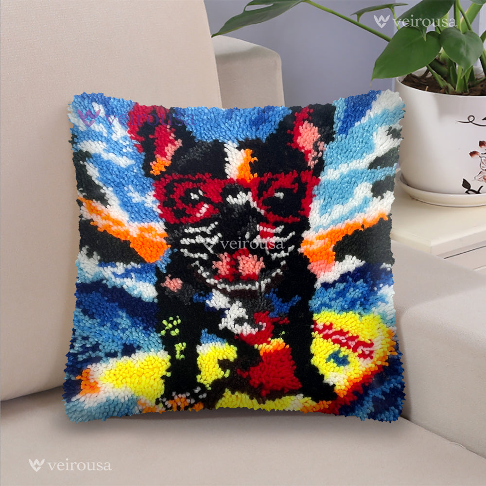 Surfing Bulldog - Latch Hook Pillow Kit