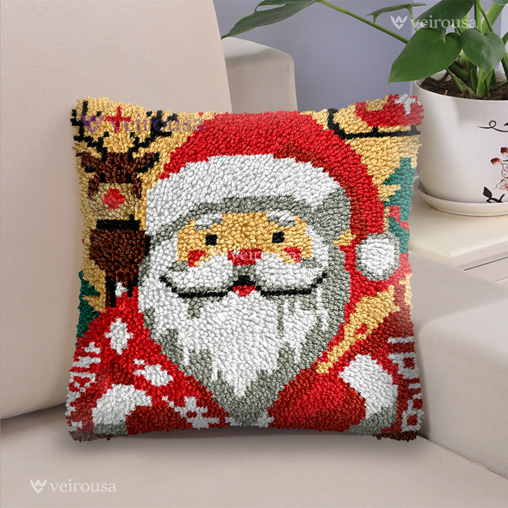 Hush! Santa with Bear - Pillowcase Latch Hook Kit