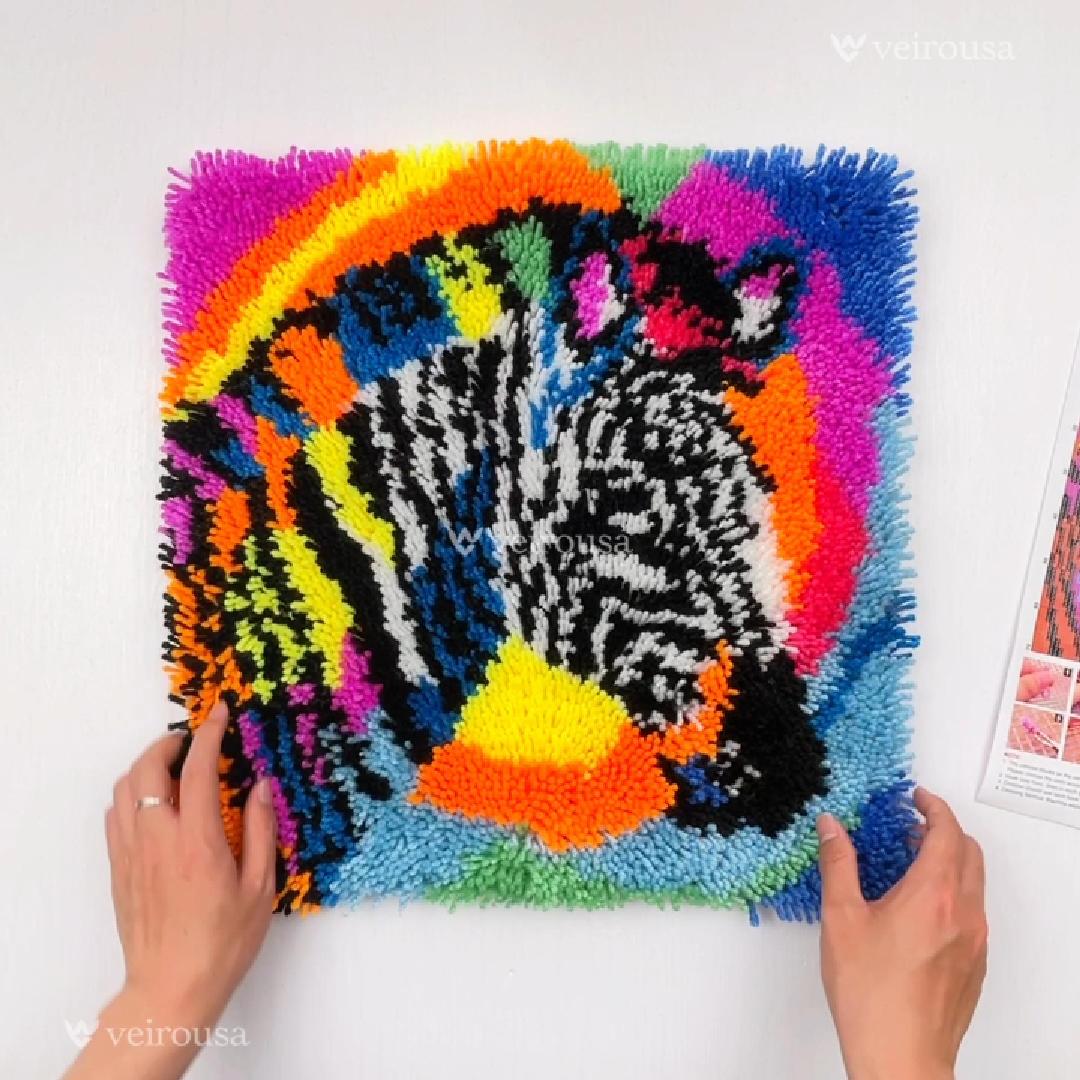 Rainbow Zebra - Latch Hook Kit