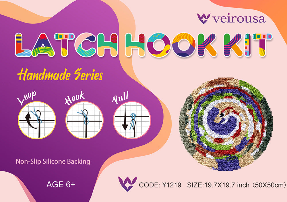 Serpentine Spiral Latch Hook Rug Kit for Adult, Beginner and Kid