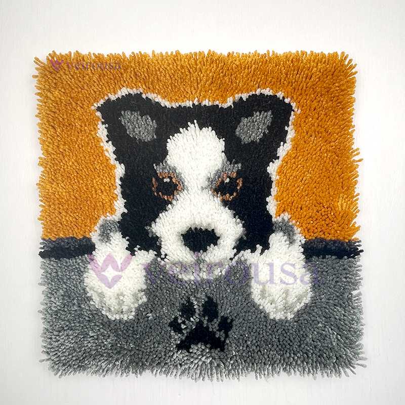Border Collie Puppy - Latch Hook Pillow Kit