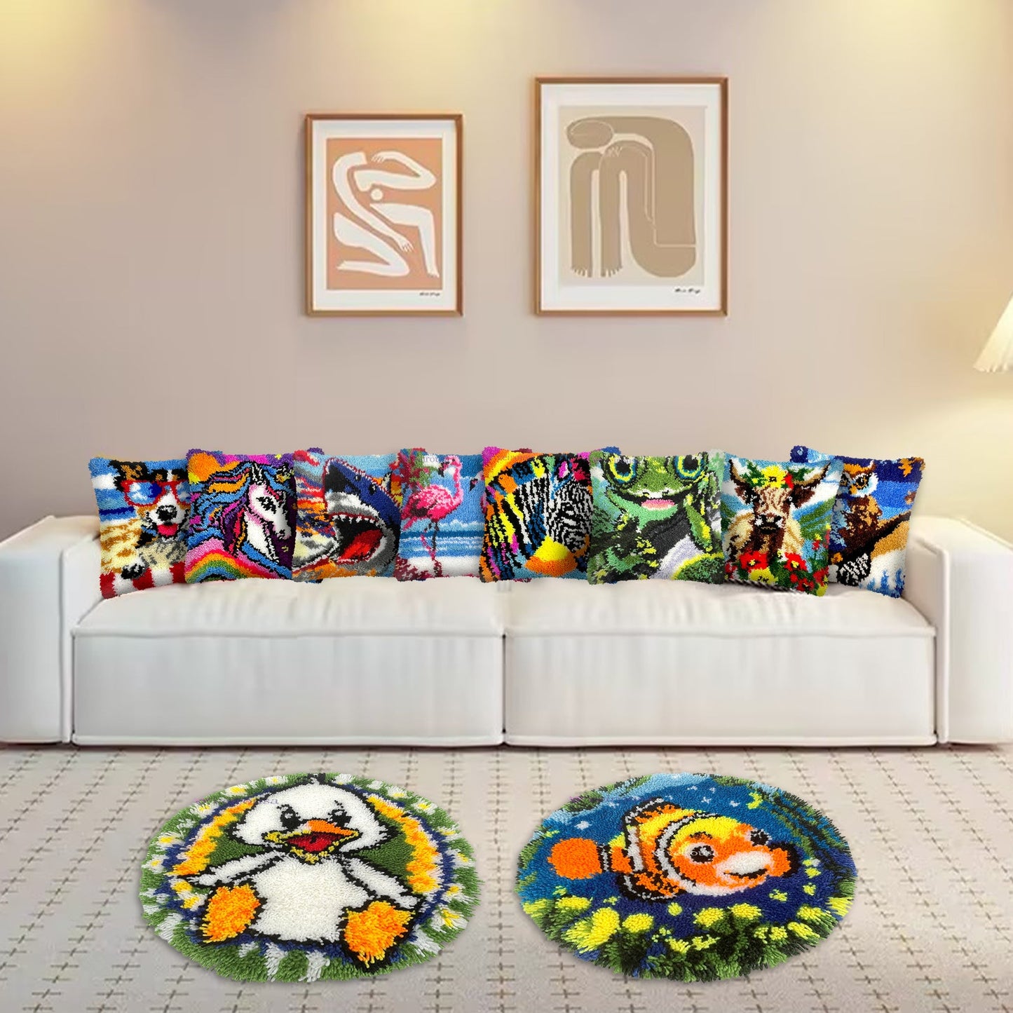 Kit de coussin à crochet « Chaton dans le jardin » pour adultes, débutants et enfants