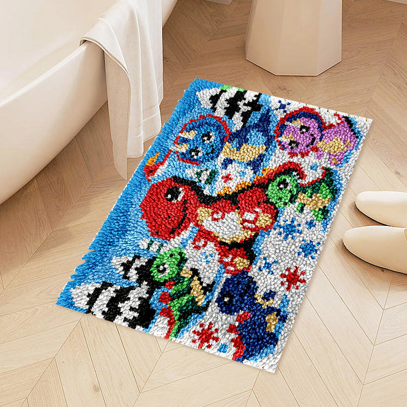 Dinosaur - Snow Scene Rug Latch Hook Kits for Beginners