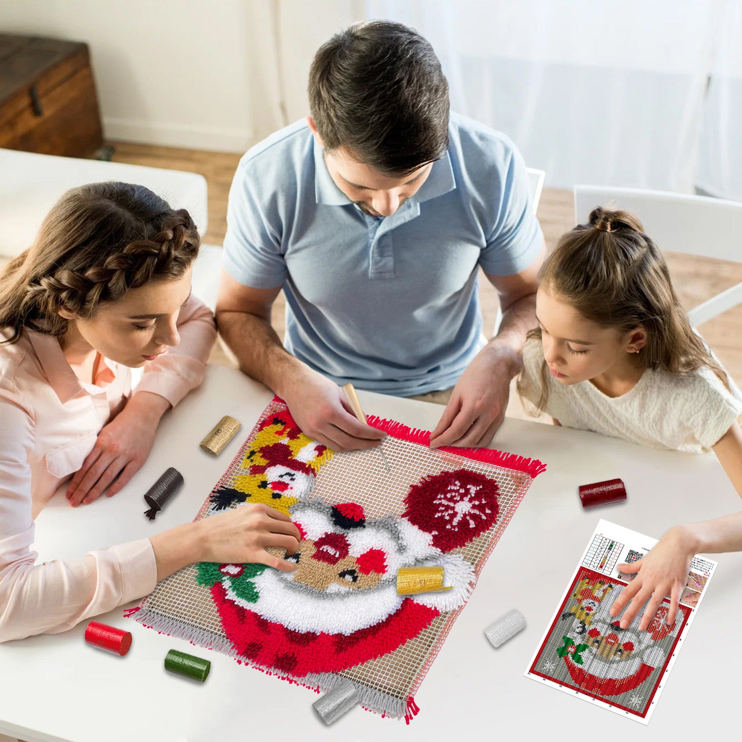 Merry Christmas Pillowcase Latch Hook Kits for Adult, Beginner and Kid