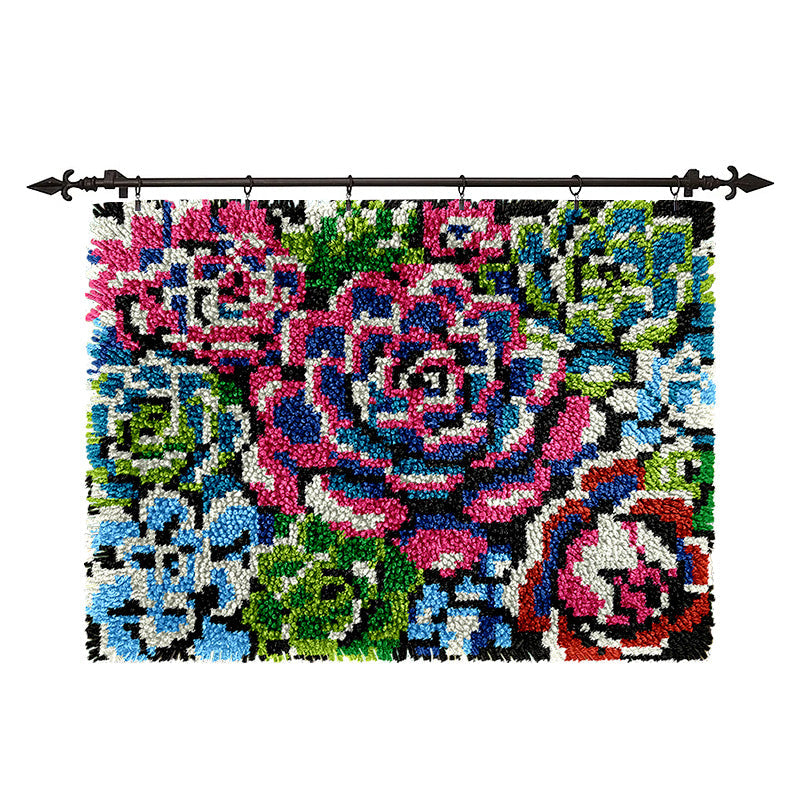 Color Splash Succulents Latch Hook Rug Kit for Beginners