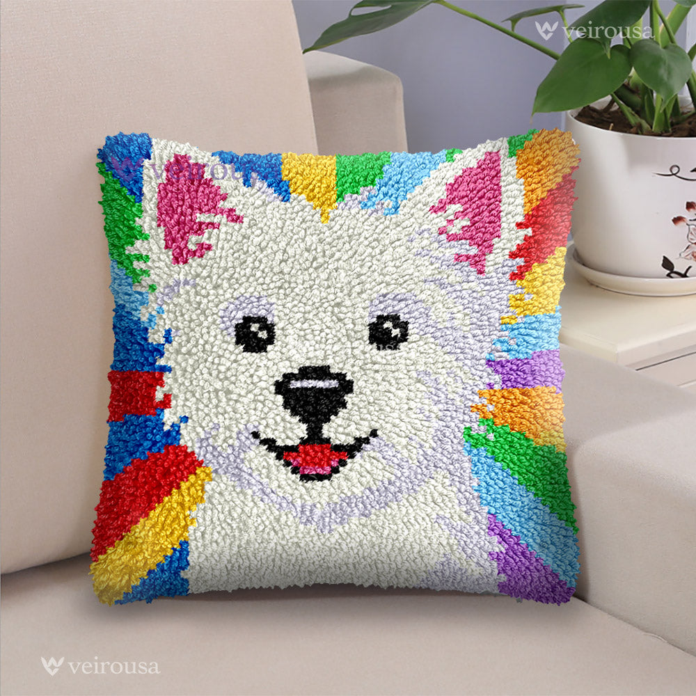 Happy West Highland Terrier Latch Hook Pillow Kit| DIY Cushion