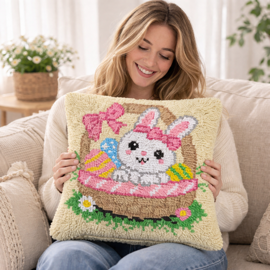 Easter Bunny & Eggs Latch Hook Pillow Kit