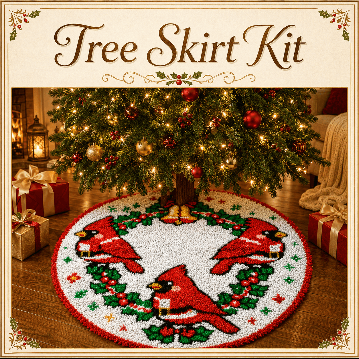 veirousa cardinal latch hook tree skirt kit