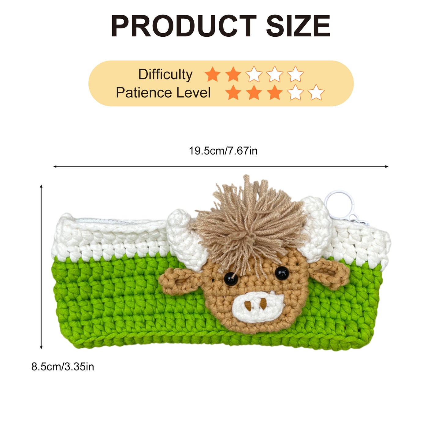 Highland Cow Pencil Pouch Crochet Kit