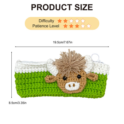 Highland Cow Pencil Pouch Crochet Kit