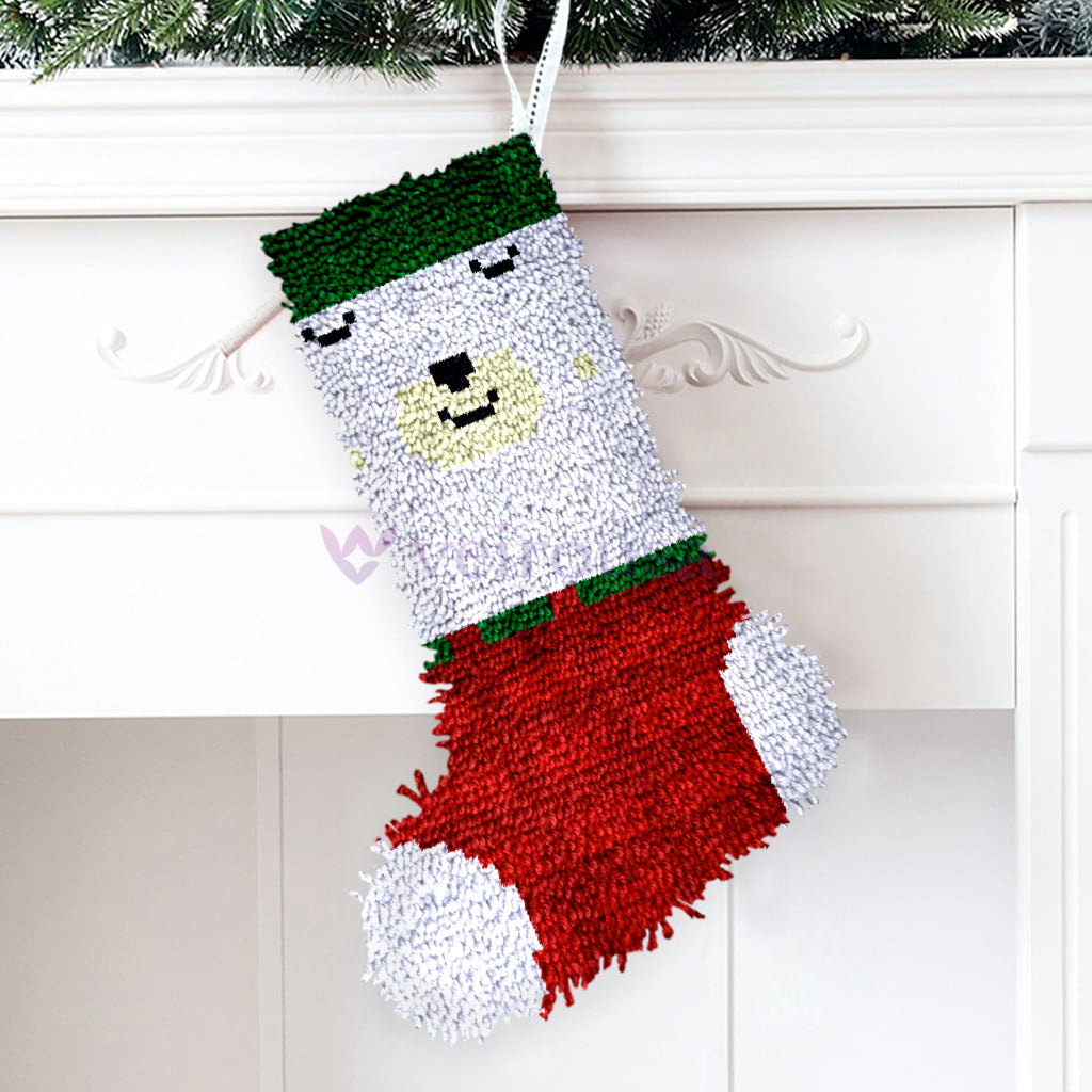 Bear Christmas Stocking DIY Latch Hook Kits for Beginners