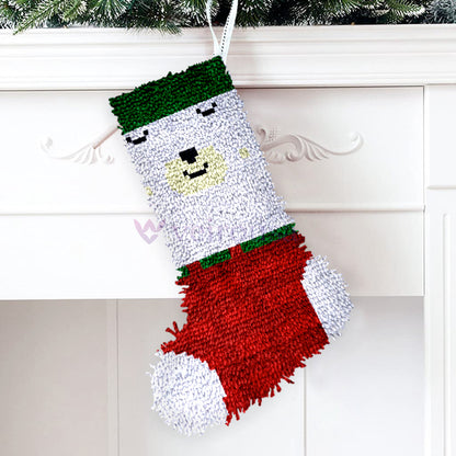 Bear Christmas Stocking DIY Latch Hook Kits for Beginners