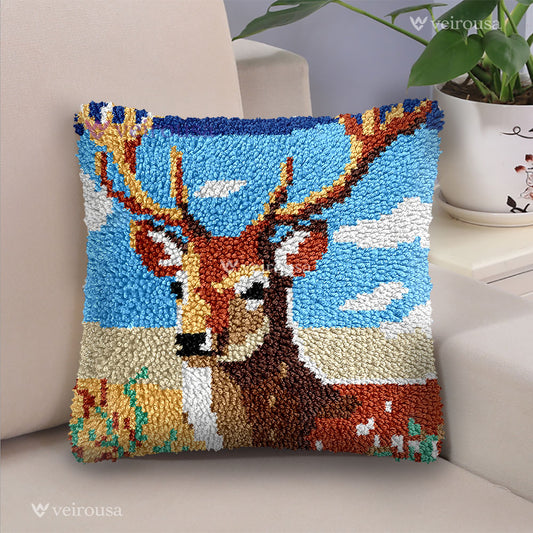 Wild Stag Pillowcase Latch Hook Kits for Adult, Beginner and Kid