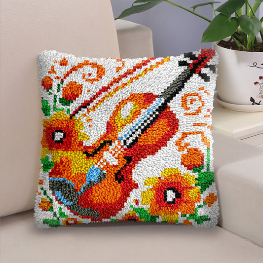 Violin Pillowcase Latch Hook Kit for Adult, Beginner and Kid