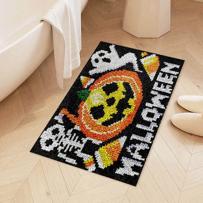Halloween Pumpkin Skull and Ghost - Latch Hook Rug Kit