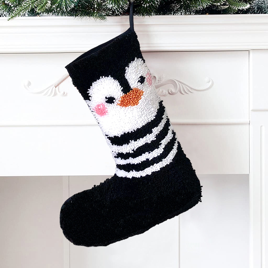Name DIY Penguin Christmas Stocking Latch Hook Kits for Beginners