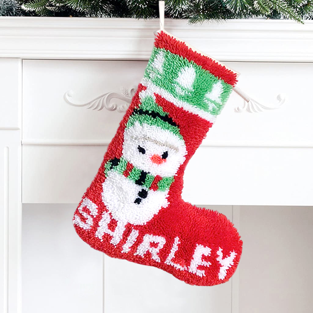 Snowman Christmas Stocking DIY Latch Hook Kits for Beginners