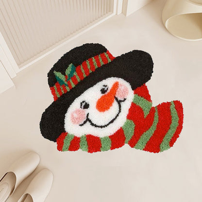 Kits de crochet pour tapis bonhomme de neige de Noël pour débutants