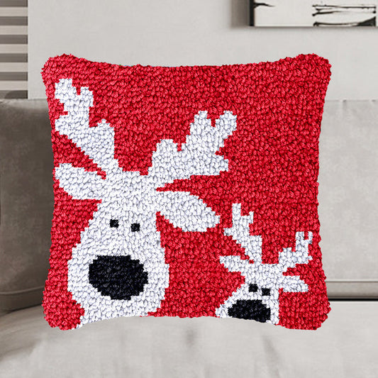 Kit de crochets pour taie d'oreiller à motif de famille de rennes, pour adultes, débutants et enfants.