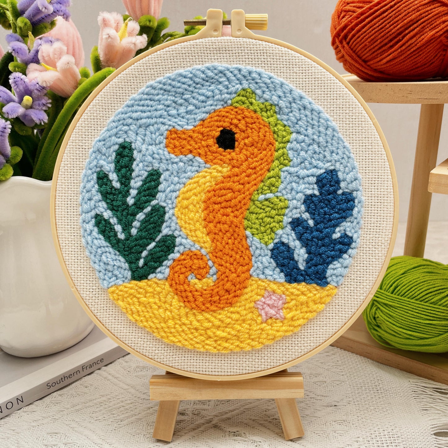 Sea Turtle & Seahorse Punch Needle Kit for Beginners