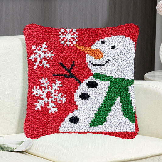 Snowflake Snowman Pillowcase Latch Hook Kit for Adult, Beginner and Kid