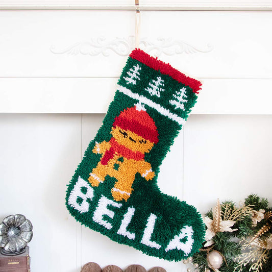 Name DIY | Gingerbread Man Christmas Stocking Latch Hook Kits for Beginners