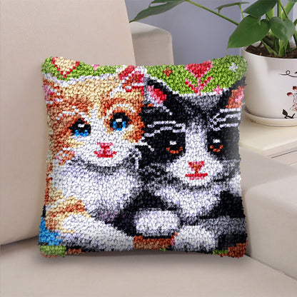 Kit de almohada con dos gatitos y gancho para colgar, ideal para adultos, principiantes y niños.