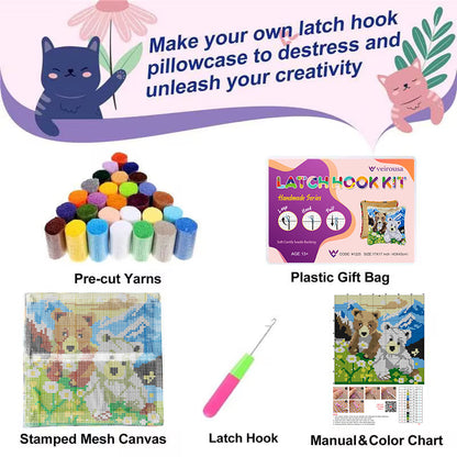 Kit de coussin à crochet Cubs' Playtime pour adultes, débutants et enfants