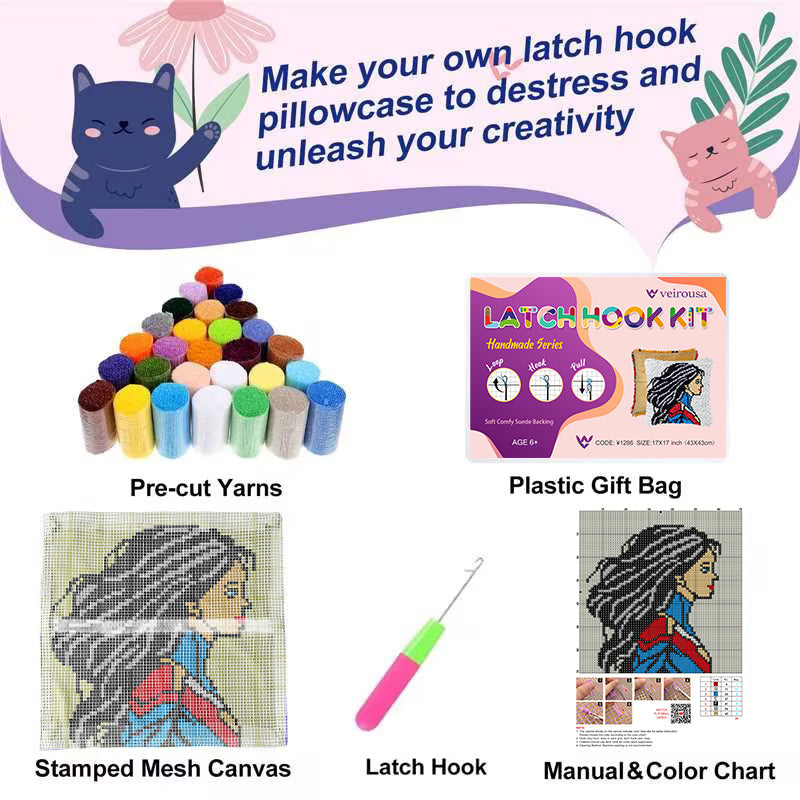 Super Mom Design Latch Hook Pillow Kit