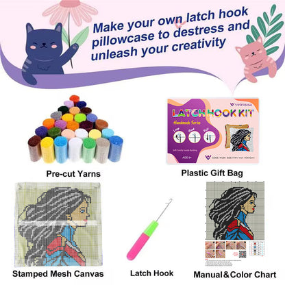 Super Mom Design Latch Hook Pillow Kit