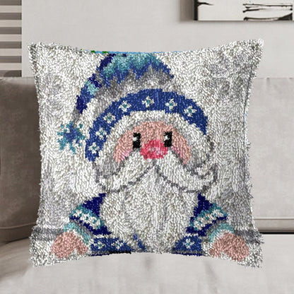 Kit de almohada navideña con gancho de cierre de gnomo azul de dibujos animados para adultos, principiantes y niños