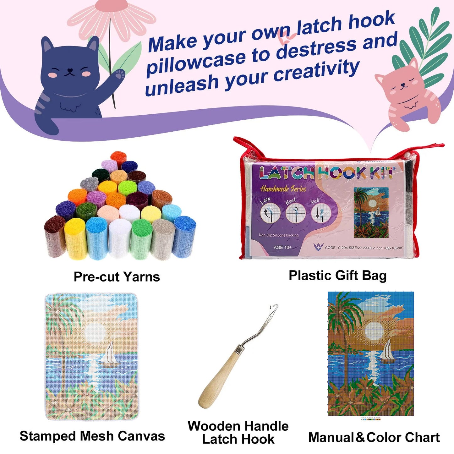 [Grand format] Kit de tapis à crochets au coucher du soleil - Paysage de coucher de soleil