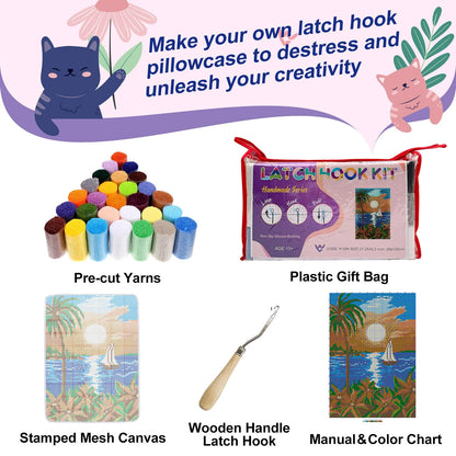 [Grand format] Kit de tapis à crochets au coucher du soleil - Paysage de coucher de soleil