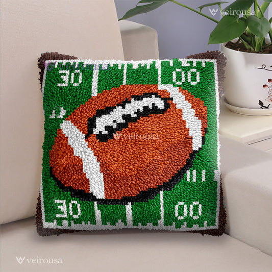 American Football Pillowcase Latch Hook Kits for Adult, Beginner and Kid